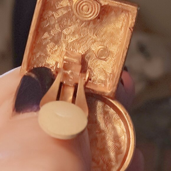 Geometrics in Gold Tones! Vintage Anne Klein Dangle Post Earrings - Picture 3 of 3